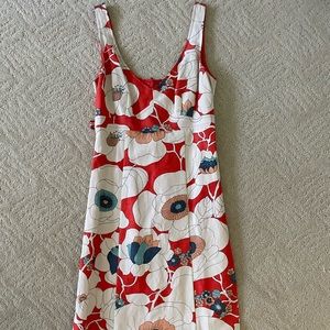 Floral linen/cotton midi dress. Fully lined.